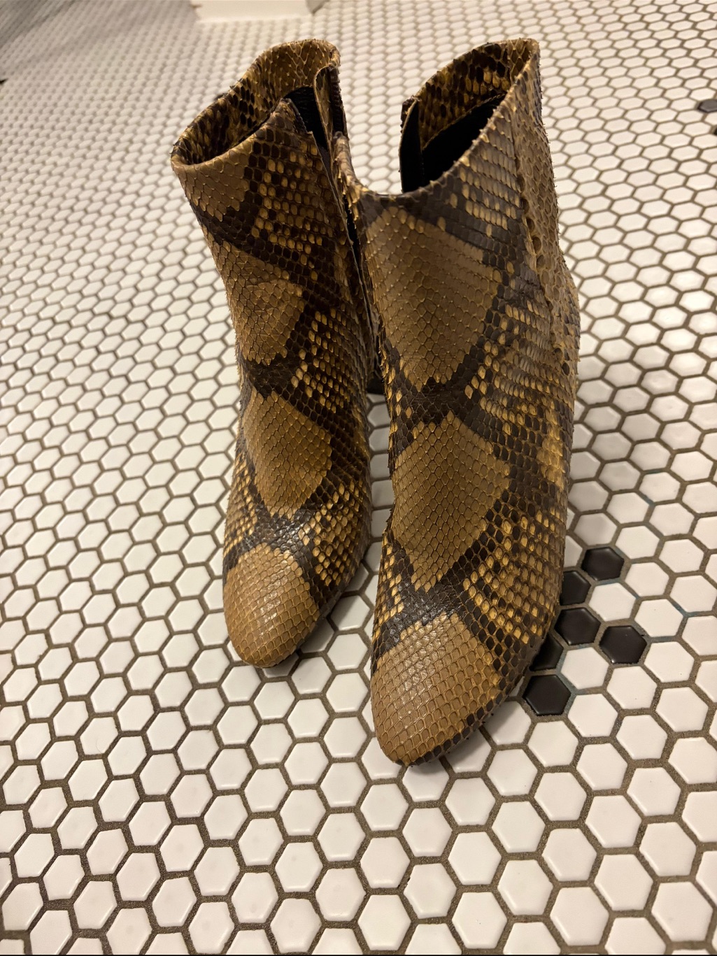 Women's Snake-Print Ankle Boots In Brown